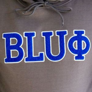 Phi Beta Sigma BLEU Chenille Hoodie Acier Gris Doux Coton Polaire Grec Vie Fraternité Pull à Capuche avec Poche Kangourou - Product Image 5