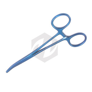Instrumento quirúrgico de acero inoxidable de alta calidad de 5,5 \ ", pinzas hemostáticas curvadas azules, abrazaderas de bloqueo Manual, médico duradero - Product Image 3
