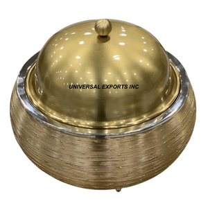 Olla de madera de nácar con tapa martillada, cazuela de diseñador de forma redonda, calentador de alimentos de metal de lujo con estilo clásico - Product Image 5