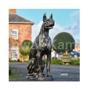 Sculptures de chien en or brossé robuste de haute qualité pour décor de parc de patio de jardin de jardin à la maison - Product Image 3