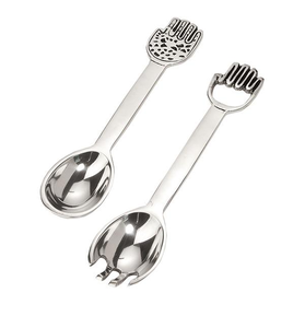 Cuillère et fourchette à salade en acier inoxydable Articles de service avec poignée en zigzag à un coût raisonnable - Product Image 4