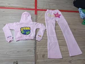 Custom Cotton Fleece Acid Wash Hooded Drawstring Tracksuits Unisex <b>Sweat</b> Suit with OEM Logo Fashion Style Sets - Product Image 6