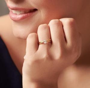 Anillo de diamante cultivado en laboratorio de 0,30 quilates VS1 claridad 14K oro amarillo banda de compromiso joyería de oro blanco - Product Image 5