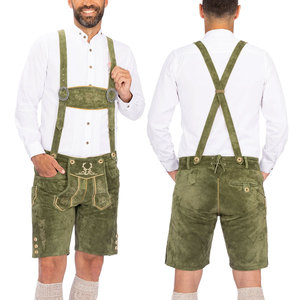Bavarian Lederhosen <b>Men's</b> Women's Suede <b>Leather</b> <b>Shorts</b> Zipper Fly Casual Custom Green Solid Eco-Friendly Digital Waterproof - Product Image 1