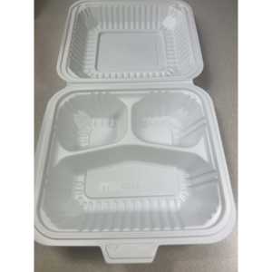 ProTakeOut [8 X 8 X 2.75 Pulgadas] Contenedores Blancos de 3 Compartimentos con Cierre Deslizante Central, Paquete de 150, Duraderos y Ecológicos, MFPP - Product Image 4