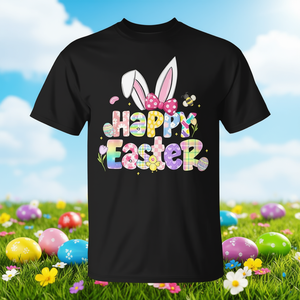 T-shirt Happy Easter Bunny pour femmes et enfants, motif d'œuf mignon - Product Image 3