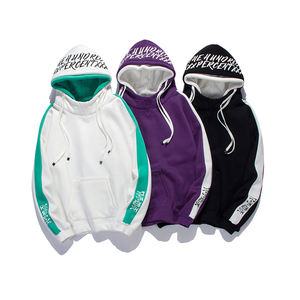 Custom Logo Multi Color Hooded Pullover <b>Men's</b> <b>Hoodies</b> & Sweatshirts 100% Cotton Bulk Hoodie Casual Blouse Fleece Tops <b>White</b> Hood - Product Image 3