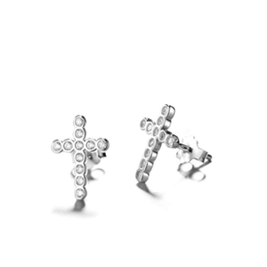 Orecchini a Croce in Argento Sterling con Cristalli, Elegante Gioielleria in Cristallo - Product Image 2
