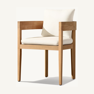 Chaise de salle à manger en teck massif de style moderne avec tissu imperméable pour cour de ferme et utilisation en extérieur dans la maison, l'hôtel et le parc - Product Image 6