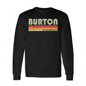 T-Shirt a Maniche Lunghe Stile Retrò Vintage con Cognome Burton Anni '80 e '90 per Uso Promozionale - Product Image 2