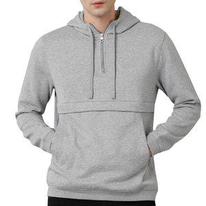 Winter <b>Men's</b> <b>Half</b>-<b>Zip</b> Hoodies Solid Color Customized Logo Eco-Friendly <b>Fleece</b> Fashion Clothing - Product Image 1