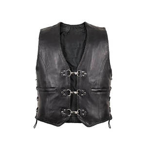 <b>Mens</b> Motocross Racing Leather Vest – Plus Size Genuine Leather Waistcoat Low MOQ Made in Pakistan - Product Image 1