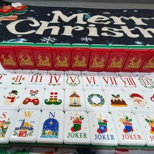 Jeu de Mahjong Américain Thème Noël, Tuiles Acryliques Vertes et Violettes, 160 Pièces, Ensemble de Jeu Portable Nouveauté de Fêtes - Product Image 3