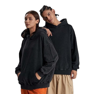 Vente en gros 100% coton goutte épaule délavé à l'acide pull à capuche vintage broderie personnalisée poids lourd 400gsm sweat - Product Image 4