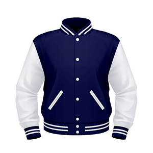 Veste universitaire d'hiver personnalisée en laine et cuir avec col montant, respirante et à séchage rapide, style universitaire premium, vêtements d'équipe OEM/ODM - Product Image 3