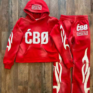 Ropa Deportiva Informal para Exteriores, Chándal Grueso Estampado, Cómodo y Suave de Algodón para Invierno, para Hombre - Product Image 1