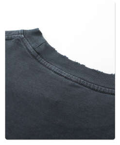 เสื้อยืดผู้ชายผ้าฝ้าย100เฮฟวี่เวทวินเทจโลโก้ที่กำหนดเองแขนสั้นและคอกลมมีรูที่ซักกรด - Product Image 5