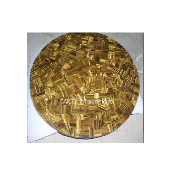 Excellent Quality Best Selling Golden Blue Yellow Gemstone Countertops Tiger Eye Stone Table Top for Bulk Purchase