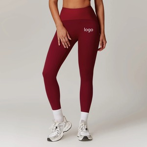Mallas de yoga femeninas OEM personalizadas, cintura elástica de punto sin costuras, ropa deportiva ecológica estirable en cuatro direcciones - Product Image 1
