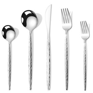 Ensemble de couverts en acier inoxydable gravé fabriqué en Inde, couverts italiens classiques en argent et or, réutilisables, pour la cuisine, pour les mariages - Product Image 5