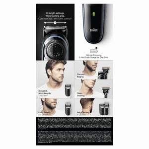 Tondeuse à cheveux et à barbe sans fil T9, étanche IPX7, alimentation USB, qualité professionnelle, réglable, pour utilisation en voiture - Product Image 6