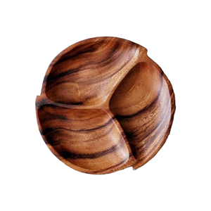 Vente en gros plateau de service rond en bois à 3 compartiments le plus vendu ensemble de restaurant plaqué hôtel pour mariage à bas prix - Product Image 1