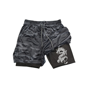 Short de sport écologique à double couche pour homme avec motif de dragon Tissu respirant et doux - Product Image 5