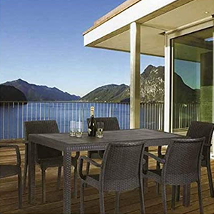 Tavolo rettangolare 6 posti per bar e ristoranti 150x90x74 cm lungo tavolo in polipropilene collezione marrone Houston - Product Image 2