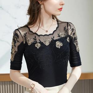 เสื้อยืดคอกลมขนาดใหญ่พิเศษสำหรับผู้หญิง, ผ้าฝ้าย100% ลำลองฤดูร้อนทำจากผ้าฝ้าย/ใยไผ่รุ่นน้ำหนัก - Product Image 5