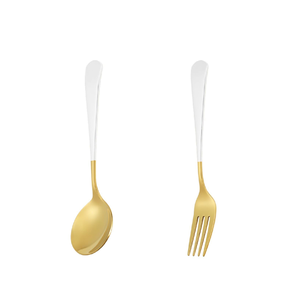 Juego de cubiertos de oro real moderno Cubiertos de espejo dorado Apto para lavavajillas para boda Restaurante mango de PVD - Product Image 6