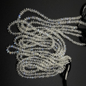 Rainbow Moonstone Smooth Rondelle Shape Beads , Natural White Rainbow Wholesale Beads For Jewelry Making - Product Image 2