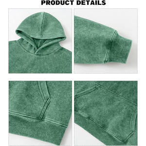 High Quality 100% Cotton Acid Washed Hoodie Embroidered High Street <b>Vintage</b> Style Winter Old <b>Sweater</b> Stone Washed Look Wholesale - Product Image 2