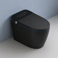 Toilette intelligente noire moderne avec panneau tactile en verre et bouton latéral chromé Salle de bain moderne