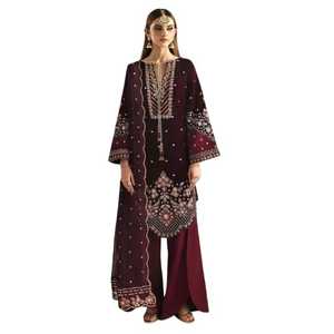 Vêtements indiens et pakistanais pour femmes en mousseline de soie 3 pièces robe de soirée 2025 nouveauté en mousseline de soie robe de mariée pour les femmes - Product Image 1