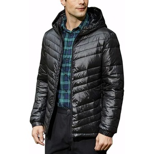 Wholesale Custom <b>Nylon</b> Bubble Outdoor <b>Jacket</b> Quilted Winter <b>Men</b> Shiny Removeable Hooded Puffer <b>Jackets</b> - Product Image 1