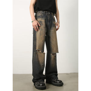 2024 New Fashion Brand Street Casual Pants <b>Trousers</b> for <b>Men</b> Jeans Vintage Wash Straight Leg <b>Baggy</b> Wide-leg Jeans - Product Image 4