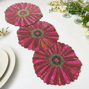 Chemin de table en perles, sous-plat, fait à la main, perles de verre florales, taille personnalisée, vente en gros - Product Image 6