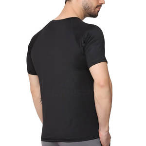 Vente chaude hommes Gym t-shirt Logo personnalisé Compression séchage rapide Sport t-shirt respirant haut athlétique conception solide motif vierge - Product Image 3