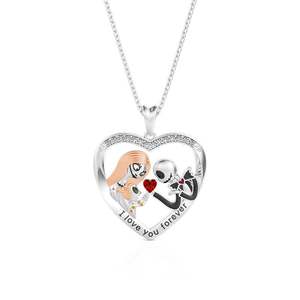 Collier personnalisé en argent 925 avec pendentif cœur gravé et pierre de naissance sertie griffe - Product Image 1