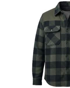 Men Plaid <b>Check</b> Shirt Jacket Long Sleeve Button Down Casual Flannel <b>Overshirt</b> Style Dark Green Olive Color Manufacture Wholesale - Product Image 3