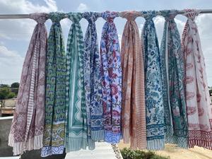 Paréo indien fait à la main en coton imprimé bloc paréo de plage pour femmes été anniversaire saint valentin fête des mères cadeau Bandeau Fit - Product Image 3