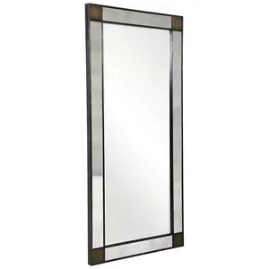 Strong Simple design Large Black Metal Framed Pivot Rectangle Newcomb Country Beveled Full Length Floor Mirror For Home Decor