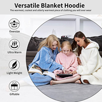 Manta con Capucha Bordada Cálida y Acogedora para Invierno, Venta al por Mayor de Fábrica, Personalizada, de Alta Calidad, Impermeable y Ponible, Talla Grande