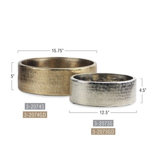 Macetas redondas de metal bajo doradas y plateadas, jarrones de flores de hierro texturizado para decoración de sala de estar y dormitorio - Product Image 3