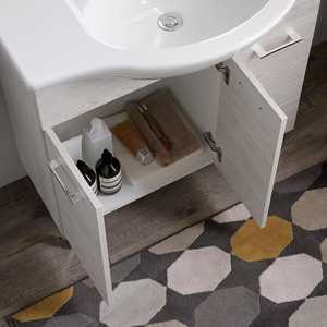 85cm White Oak Bathroom Cabinet with <b>LED</b> <b>Mirror</b> and Ravenna Lamp - Product Image 4