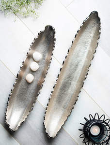 AK latón Metal decorativo plata níquel hoja curva forma bandeja para servir para la decoración de la Mesa del hogar utensilios de cocina - Product Image 2