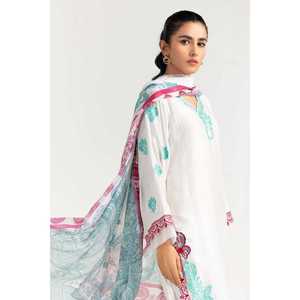 Conjunto de 2 piezas de salwar kameez de algodón blanco bordado con red Khadi y tela lawn, camisa suave cosida y dupatta para ropa étnica - Product Image 4