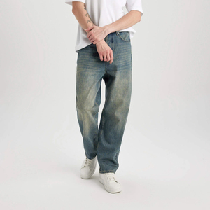 กางเกงยีนส์สีน้ำเงินของผู้ชายคุณภาพสูงกางเกงยีนส์ทรงหลวมผ่าตรงเอวกลางแบบทางการสำหรับฤดูใบไม้ผลิฤดูใบไม้ร่วง - Product Image 3