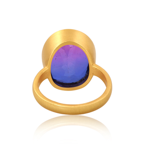 Bio Tourmaline Doublet Quartz Gemstone Bezel <b>Set</b> <b>Ring</b> Manufacturer 18k Gold plated Fashion Brass <b>Ring</b> Jewelry - Product Image 2