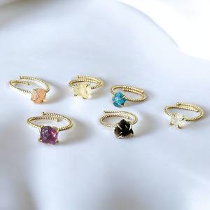 แหวนวงแหวนแบบบิดประดับพลอยอะพาไทต์ดิบ-แหวนปรับได้สำหรับวันเกิด-แหวนคำแถลง - Product Image 4